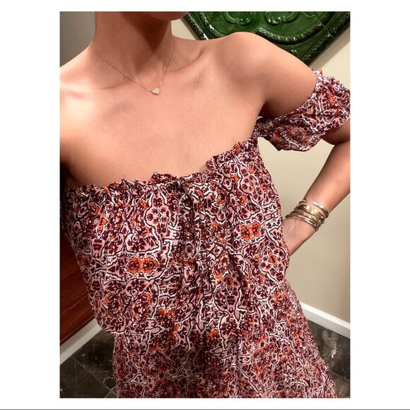 Misa Los Angeles Floral Off Shoulder Mid Length Dress RARE Find - Picture 4 of 8